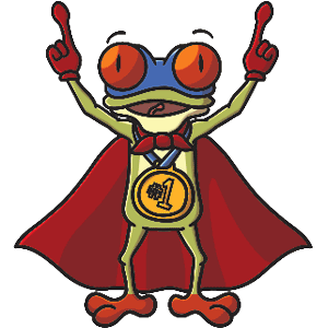 FrogQuest Mascot with ##1 Champ's Medal