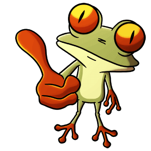 FrogQuest Mascot Pointing